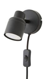 ValueLights Benton Single Adjustable Plug In Spotlight Wall Light in Black - thumbnail 6