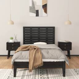 Berkfield Home Wall Headboard Black 96x3x63 cm Solid Wood Pine - Size: 96 x 3 x 63 cm - thumbnail 1