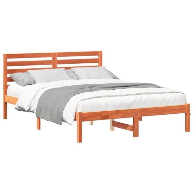 Berkfield Home Elegant with Headboard Wax brown 140 x 190 cm Solid pine wood - image 1