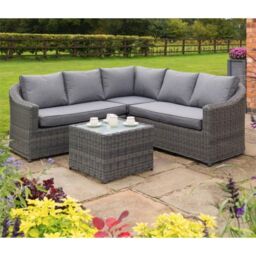 Cheshire 5 Seater Grey Weave Lounge Corner Set in Mid Grey