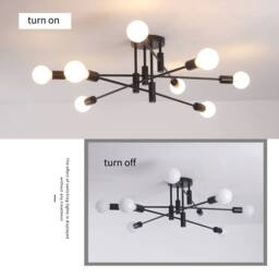 NIVOR 8 -Light Black Dimmable Sputnik Sphere Semi Flush Mount Ceiling Light - thumbnail 3