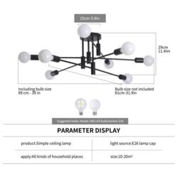 NIVOR 8 -Light Black Dimmable Sputnik Sphere Semi Flush Mount Ceiling Light - thumbnail 2