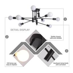 NIVOR 8 -Light Black Dimmable Sputnik Sphere Semi Flush Mount Ceiling Light - thumbnail 4