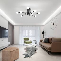 NIVOR 8 -Light Black Dimmable Sputnik Sphere Semi Flush Mount Ceiling Light - thumbnail 1