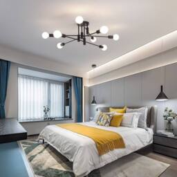 NIVOR 8 -Light Black Dimmable Sputnik Sphere Semi Flush Mount Ceiling Light - thumbnail 5