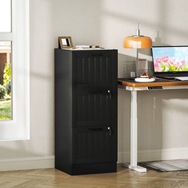 HOMCOM 4 Drawer File Cabinet with Lock & Adjustable Hanging Bars in Black - Size: Medium - image 1