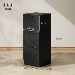 HOMCOM 4 Drawer File Cabinet with Lock & Adjustable Hanging Bars in Black - Size: Medium - thumbnail 3