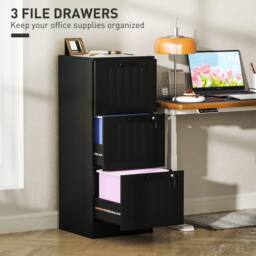 HOMCOM 4 Drawer File Cabinet with Lock & Adjustable Hanging Bars in Black - Size: Medium - thumbnail 4