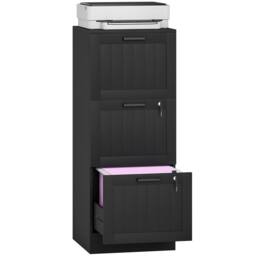HOMCOM 4 Drawer File Cabinet with Lock & Adjustable Hanging Bars in Black - Size: Medium - thumbnail 2