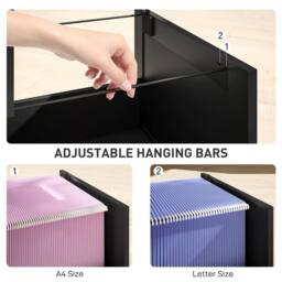 HOMCOM 4 Drawer File Cabinet with Lock & Adjustable Hanging Bars in Black - Size: Medium - thumbnail 6