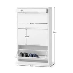 Cheshire Premium Stratton Shoe Cabinet with Drawer in High Gloss White - thumbnail 2