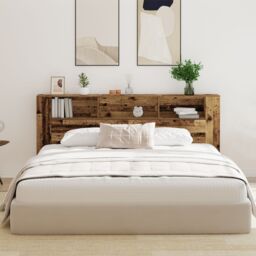 Berkfield Home Headboard Cabinet Old Wood 220x18, 5x104, 5 cm in Brown - thumbnail 4