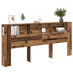 Berkfield Home Headboard Cabinet Old Wood 220x18, 5x104, 5 cm in Brown - thumbnail 2
