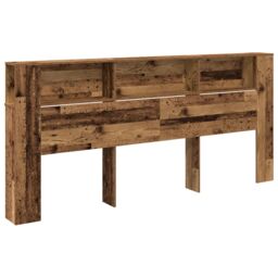 Berkfield Home Headboard Cabinet Old Wood 220x18, 5x104, 5 cm in Brown - thumbnail 3