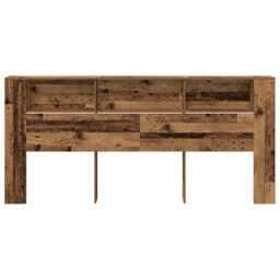 Berkfield Home Headboard Cabinet Old Wood 220x18, 5x104, 5 cm in Brown - thumbnail 5