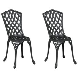 Berkfield Home Garden Chairs 2 pcs Black Cast Aluminum - thumbnail 2