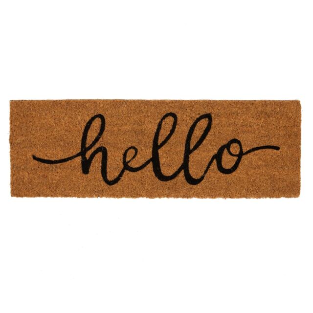Nicola Spring Coir Step Mat - 60 x 20cm - Hello in Brown - Size: 40 cm x 60 cm - image 1