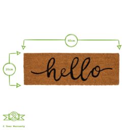 Nicola Spring Coir Step Mat - 60 x 20cm - Hello in Brown - Size: 40 cm x 60 cm - thumbnail 3