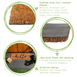 Nicola Spring Coir Step Mat - 60 x 20cm - Hello in Brown - Size: 40 cm x 60 cm - thumbnail 2