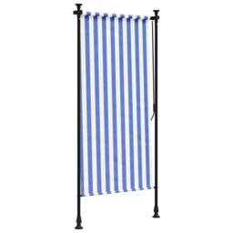 Berkfield Home Outdoor Roller Blind Blue & White 120x270 cm Fabric&Steel - thumbnail 5