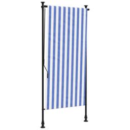 Berkfield Home Outdoor Roller Blind Blue & White 120x270 cm Fabric&Steel