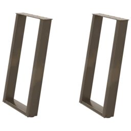 Berkfield Home vidXL Dining Table Legs U-Shaped 2 pcs Natural Steel 60x(72-73) cm Steel in Brown - thumbnail 2