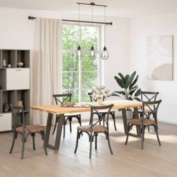 Berkfield Home vidXL Dining Table Legs U-Shaped 2 pcs Natural Steel 60x(72-73) cm Steel in Brown - thumbnail 3
