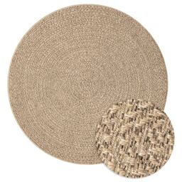 Berkfield Home Rug 90 cm Jute Look Indoor & Outdoor in Brown - Size: 100 cm diameter - thumbnail 2