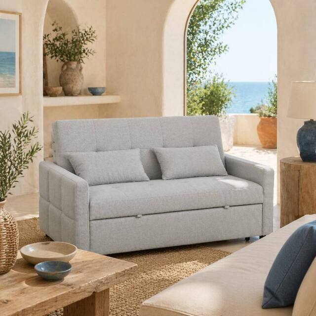 Wyld Haus Fapa Light Grey 2 Seater 3 Way Convertible Sofa Bed - image 1