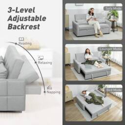 Wyld Haus Fapa Light Grey 2 Seater 3 Way Convertible Sofa Bed - thumbnail 5