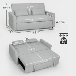 Wyld Haus Fapa Light Grey 2 Seater 3 Way Convertible Sofa Bed - thumbnail 3