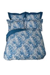 Sanderson 'Fringed Tulip Toile' Cotton Duvet Cover Set in Blue - Size: Double - thumbnail 4