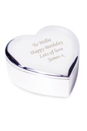 Personalised Memento Company Women's Personalised Heart Trinket Box in Metallic Silver - thumbnail 1