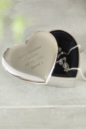 Personalised Memento Company Women's Personalised Heart Trinket Box in Metallic Silver - thumbnail 4