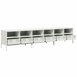 Berkfield Home TV Cabinet White 202x39x43.5 cm Cold-rolled Steel - thumbnail 4