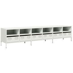Berkfield Home TV Cabinet White 202x39x43.5 cm Cold-rolled Steel - thumbnail 2