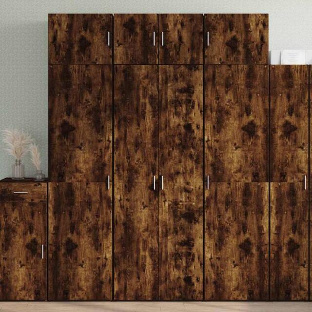 Berkfield Home Highboard Smoked Oak 70x42.5x185 cm Engineered Wood in Brown - image 1