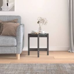 Berkfield Home Coffee Table Grey Ã˜ 42.5x45 cm Solid Wood Pine - thumbnail 3