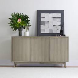 Home Garden Direct Monza 3 Door Sideboard with Fluted Detailing Pale Ash in Grey - thumbnail 2