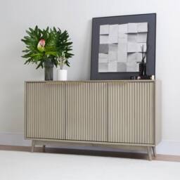 Home Garden Direct Monza 3 Door Sideboard with Fluted Detailing Pale Ash in Grey - thumbnail 1