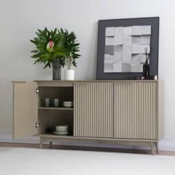 Home Garden Direct Monza 3 Door Sideboard with Fluted Detailing Pale Ash in Grey - thumbnail 3