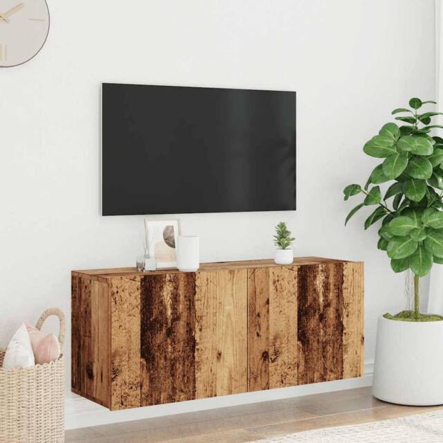 Berkfield Home TV Cabinet Wall-mounted Old Wood 100x30x41 cm in Brown - Size: 100 x 30 x 41 cm - image 1