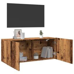 Berkfield Home TV Cabinet Wall-mounted Old Wood 100x30x41 cm in Brown - Size: 100 x 30 x 41 cm - thumbnail 2
