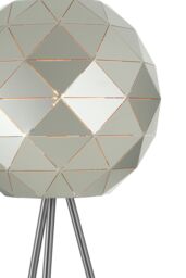 Orsina Metallic Silver Finish Floor Lamp, Gold Inner Shade With Geometric Steel Design, Tripod Standing Lamp - thumbnail 3