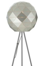 Orsina Metallic Silver Finish Floor Lamp, Gold Inner Shade With Geometric Steel Design, Tripod Standing Lamp - thumbnail 4