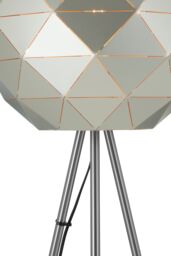 Orsina Metallic Silver Finish Floor Lamp, Gold Inner Shade With Geometric Steel Design, Tripod Standing Lamp - thumbnail 2