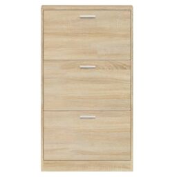 Berkfield Home Shoe Cabinet Oak 59x17x108 cm Engineered Wood in Brown - Size: 59 x 17 x 108 cm - thumbnail 6