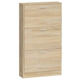 Berkfield Home Shoe Cabinet Oak 59x17x108 cm Engineered Wood in Brown - Size: 59 x 17 x 108 cm - thumbnail 5