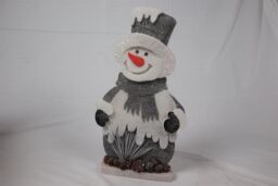 Shatchi 52cm Grey Snowman Christmas Tabletop Figures Window Wall Glitter Foam Showpiece Decorations - thumbnail 1