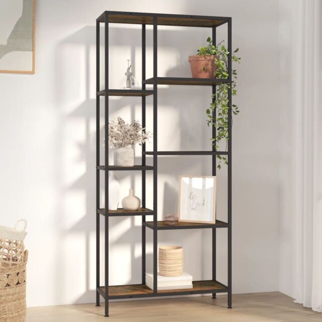 Berkfield Home Book Shelf 80x30x180 cm Steel & Engineered Wood in Brown - Size: 80 x 30 x 180 cm - image 1